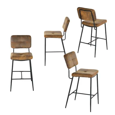 Produktbild von Meubles Cosy 4er-Set Barhocker im Industrial Stil mit Rückenlehnen aus WildKunstleder und weicher Sitzfläche – INDEPENDENCE