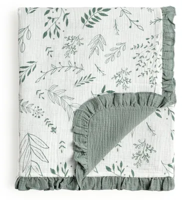 Image de Couverture pour bébé en 100% Coton, motif feuilles