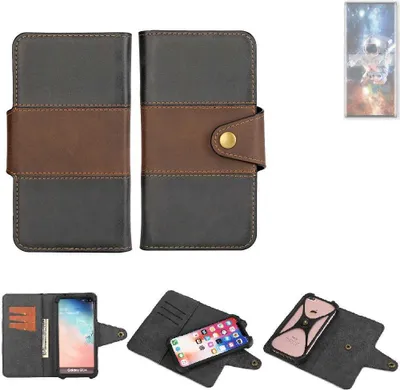 Produktbild von K-S-Trade Handyhülle Schutzhülle Hülle Bookstyle Wallet-Case kompatibel mit ZTE Axon 50 Ultra Bumper Rundumschutz schwarz-braun 1x