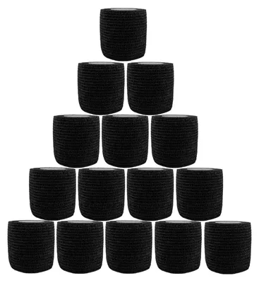 Image de Bande adhésive élastique, 15 rouleaux, 5 cm x 4,5 m, noire, pour le sport et les animaux de compagnie
