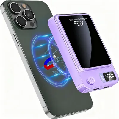 Produktbild von Powerbank, 10000mAh Magnetische Powerbank, Wireless Power bank, PD 22.5W Schnellladen mit LED Display