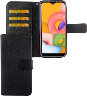 Produktbild von Samsung Galaxy A01 Tasche Handy Hülle Schutz-Cover Flip-Case mit Kartenfach Schwarz