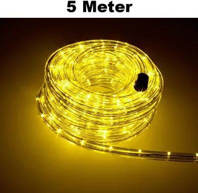 Produktbild von Trade-Shop LED Lichtschlauch Komplett Set mit Zubehör Lichterkette Beleuchtung Gelb 5 Meter F3 LED für Drinnen/Draußen Weihnachten Beleuchtung Dekoration Lichterschlauch