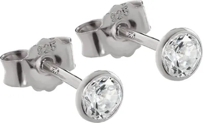 Produktbild von Paar 4,0mm Ohrstecker 925 Sterlingsilber Silber Anlaufgeschützt Zirkon Weiß 2080