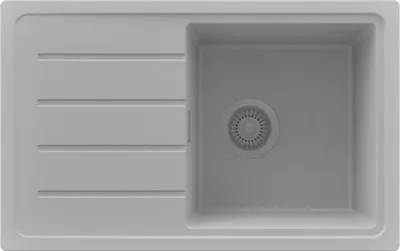 Produktbild von PRIMAGRAN Spülbecken Grau 70x44cm, Granitspüle 1 Becken + Ablauf-Set, Küchenspüle ab 45er Unterschrank - Kopenhagen Easy