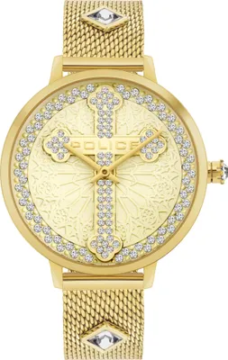 Productafbeelding van Police PL.16031MSR/32MMA - Quartz horloge voor dames, roestvrij staal, goudkleurig, Milanaise band