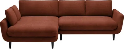 Produktbild von DOMO-HOME Ecksofa mit Schlaffunktion SOLANO – Elegantes Skandinavisches Ecksofa 260x167cm| Bettkasten und Holzbeinen für Komfort und Stil | Hochwertigen Materialien | Farbe rot | Links