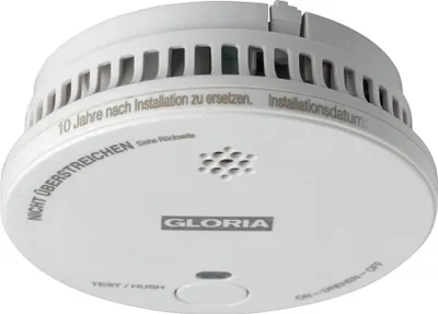 A white smoke detector is shown against a white background.