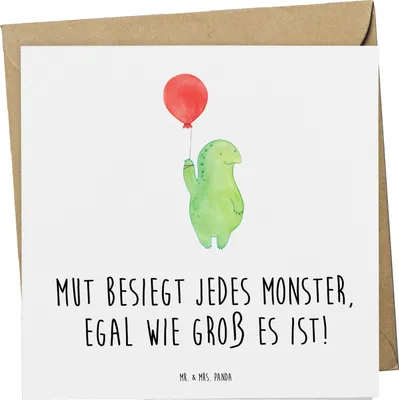Produktbild von Mr. & Mrs. Panda Glückwunschkarte Ängste vor Monstern besiegen - Weiß - Geschenk, überwinden, doppelkarte, Zuversicht, Klappkarte, Mutmacher, Grußkarte, faltkarte, Kraft