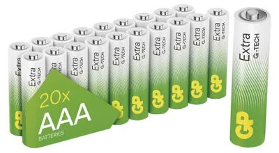 Alkalická baterie GP Extra AAA (LR03), 20 ks