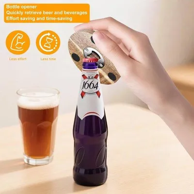 Zdjęcie produktu dla Podkładki pod napoje drewniane - 10 sztuk - Zestaw podkładek z podstawką - Okrągłe podkładki - Otwieracz do butelek - Do szklanek/filiżanek - Podkładki pod napoje