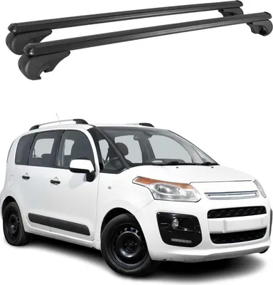 Produktbild von Dachträger Grundtäger für Citroen C3 Picasso 2008-2017 75kg Alu Schwarz 2 tlg