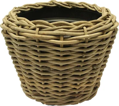 Produktbild von VAN DER LEEDEN DRYPOT® Rattan Pflanzkübel Grau Ø 57 cm - Sylter Körbe