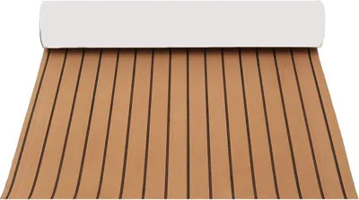 Obrázek produktu pro Podlahová rohož na palubu lodi z EVA pěny v imitaci teaku – v roli – samolepicí – 3 m x 90 cm x 6 mm – protiskluzová – pro lodě a jachty – hnědá/černá