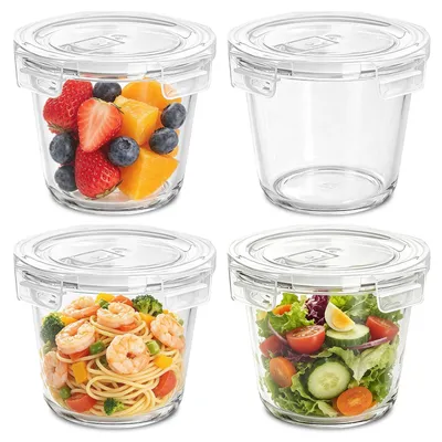 4er-Set Glasbehälter 700 ml, luftdicht, mikrowellen- & ofenfest