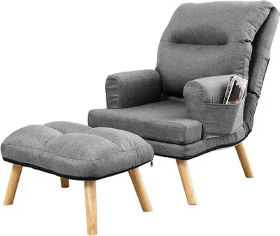 Produktbild von Liegesessel Sessel Relaxsessel Memo mit Fußhocker Rückenlehne 5-stufig einstellbar Farbe: Falcone 21 – hellgrau