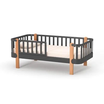 Image de Veres Monaco 160 Lit d'adolescent en hêtre (160x80 cm) - Anthracite Naturel