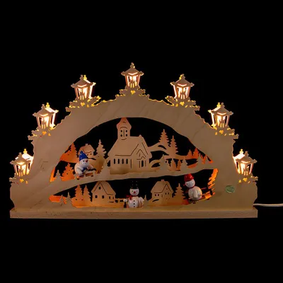 Immagine prodotto di arco di candele 3D con pupazzo di neve SAICO