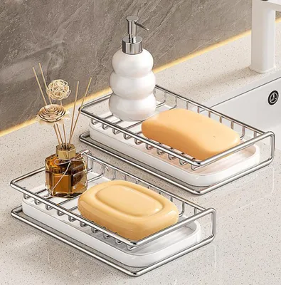 Produktbild von 2 Stück Seifenhalter Dusche, Spülorganizer, Seifenschale für Badezimmer und Küche