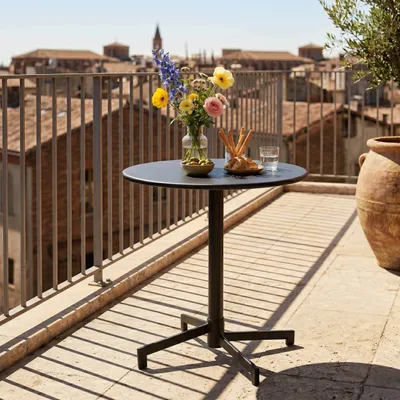 Immagine prodotto di Tavolo da giardino bistrot rotondo con piano pieghevole nero - Oviala Palavas