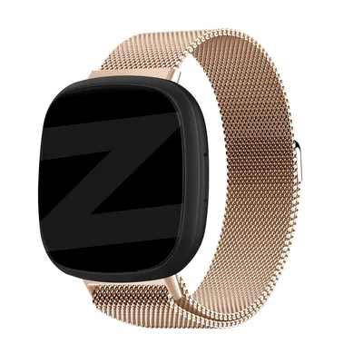 Produktbild von Bandz Milanese Loop Band passend für Fitbit Versa 3 / Versa 4 / Sense / Sense 2 - Roségold geflochtenes Stahlband