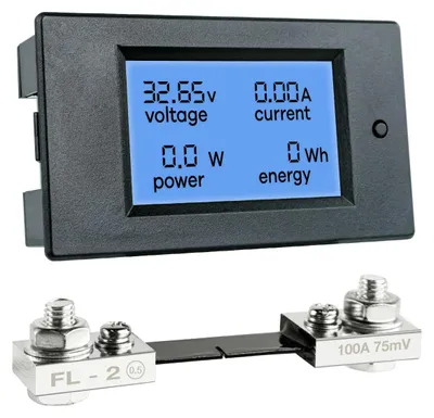 Image de Compteur de puissance numérique avec écran LCD - Tension : 6,5 - 100 V DC - Courant : 0 - 100 A