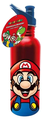 Super Mario Trinkflasche 700 ml Metall, Schwarz