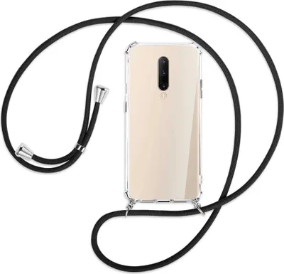 Produktbild von Handykette Backcover-Schutzhülle mit Band (Metall silberfarben) für OnePlus 7 Pro - schwarz