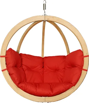 Produktbild von KONSIMO Hölzerner Hängesessel "HIGLO", rot, Hölz, Modern Design, 120x82x120 cm