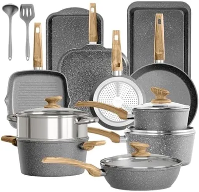 Produktbild von PromoHome® 17-teiliges Kochset mit Granitbeschichtung für Induktion