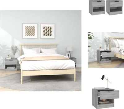 Immagine prodotto di vidaXL Comodini 2 pz. Materiale a base di legno Sonoma grigio - Comodini