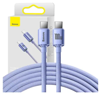 Produktbild von Baseus Crystal Shine Kabel USB-C auf USB-C, 100W, 1,2m (lila)