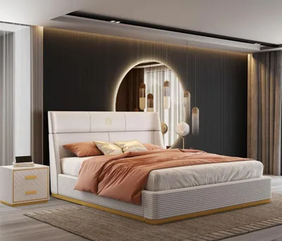 Produktbild von Modernes Design Bett xxl Betten Luxus Stil Doppel Hotel Textil  150 180x200cm