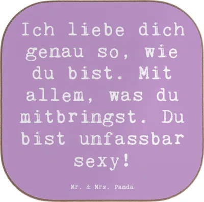 Produktbild von Mr. & Mrs. Panda Tischuntersetzer Spruch Sinnlichkeit lieben - Lavendeltraum - Geschenk, gläseruntersetzer, Coaster, Untersetzer für Gläser, Genuss, Authentizität, Liebe