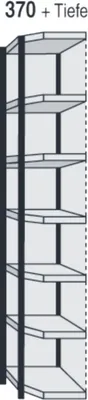 Produktbild von Magazin-Regal Stora 100 Eck-Regalfeld mit Rückwand 67x30x260cm schwarz/lichtgrau