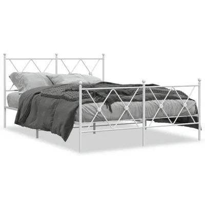 Obrázek produktu pro Postel s čelem a nohou kovová bílá 140x190 cm