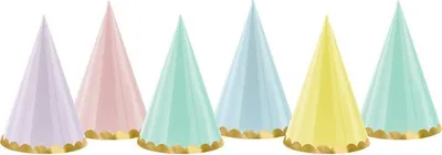 Produktbild von Pastellfarbene Partyhüte 16cm 6Stück