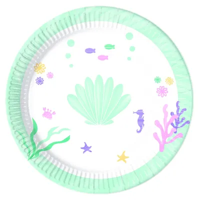 Image de Assiette en carton « Rêve sous-marin » 23 cm, lot de 8