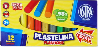 Obrázok produktu pre Plastelína 12 farieb zlatá strieborná Astra
