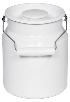 Emaille-Milchkanne mit Deckel, 3,0 Liter, Weiß