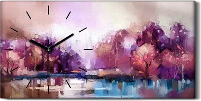 Produktbild von Leinwand Uhr Küche Wohnzimmer Bild 60x30 Malerei Wald Bäume Wasser Abstrakte - schwarze Hände