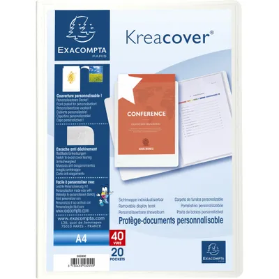 Image de Exacompta 20x Protège-documents en PP rigide Kreacover® 40 vues A4 Blanc 58209E
