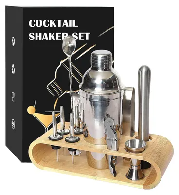 Produktbild von Cocktail Shaker Set: 750 ml Edelstahl Martini Shaker 11 tlg
