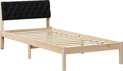 Produktbild von vidaXL Bettgestell Braun und Schwarz 90 x 190 cm Massivholz Kiefer