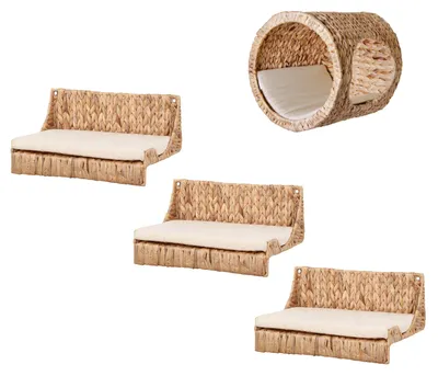 Produktbild von animal-design Katzen Kletterwand REKA 4-teilig Kletterpark platzsparend Katzentreppe für die Wand, Wasserhyazinthe
