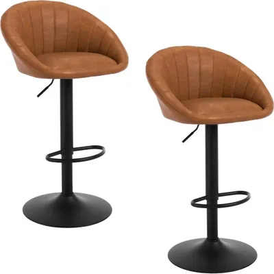 Produktbild von WOLTU Barhocker, höhenverstellbar drehbar, mit Rückenlehne, Kunstleder Metall, Braun