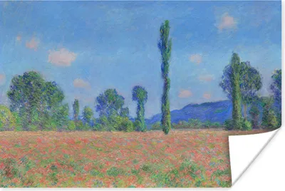 Produktbild von MuchoWow® Poster Mohnfeld in Giverny - Gemälde von Claude Monet 60x40 cm - Schlafzimmerdekoration