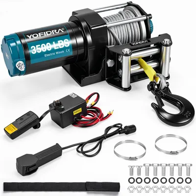 Produktbild von Yofidra Elektrische Seilwinde 12V, 3500 LBS, Stahlseil mit Funk- und Kabelfernbedienung, Blau