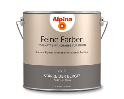 Produktbild von Alpina Feine Farben Wandfarbe No. 01 Stärke der Berge - zeitloses grau 2,5 L