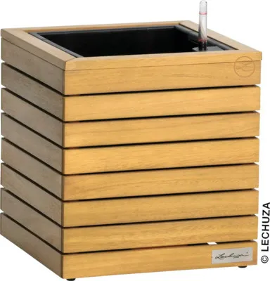 Obrázok produktu pre Samozavlažovací prírodný kvetináč PALO Wood 35 štvorcový 35 x 35 x 37 cm